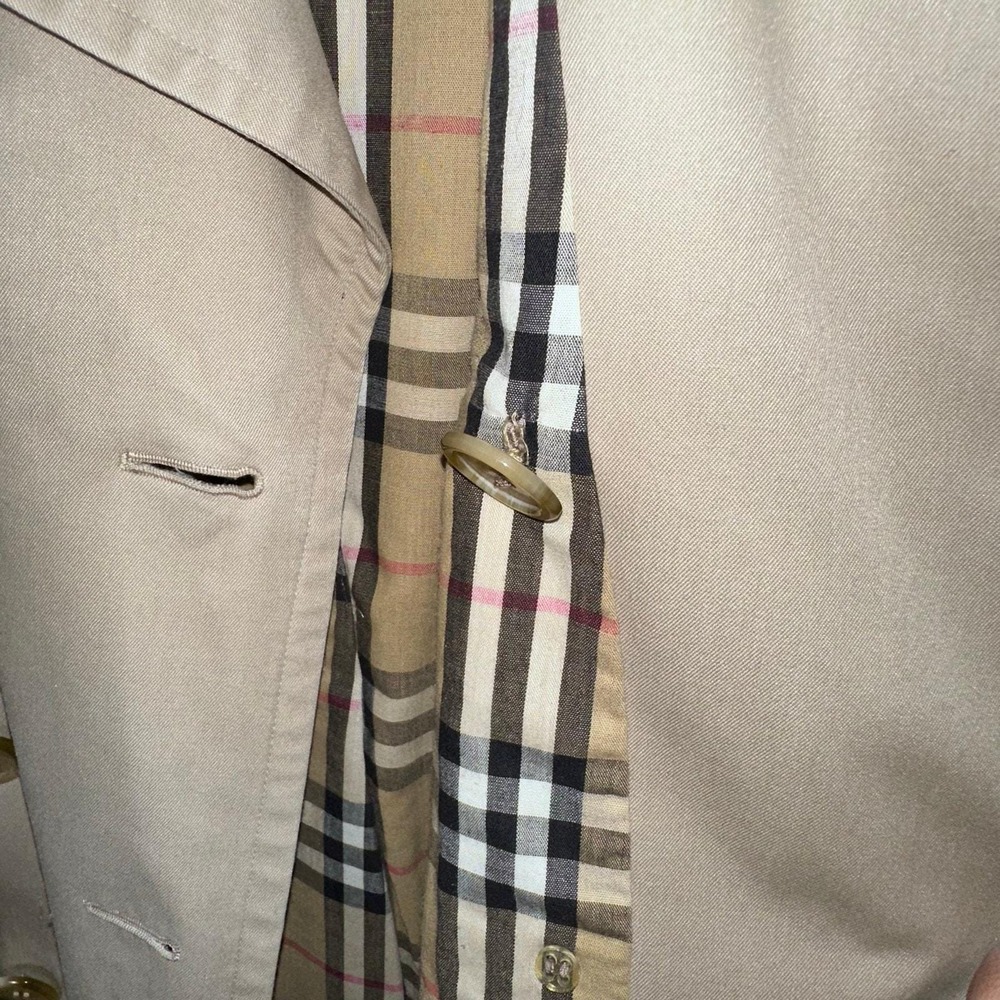 Burberrys Trench Coat 42 Long Khaki Good Vtg Nova Check Made in England‎ Classic - Picture 12 of 16